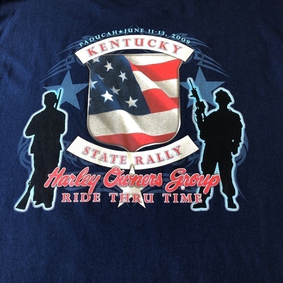 HARLEY Davidson Owners Group HOG Kentucky State Rally Shirt 09 Navy Large Shirt - Picture 1 of 8